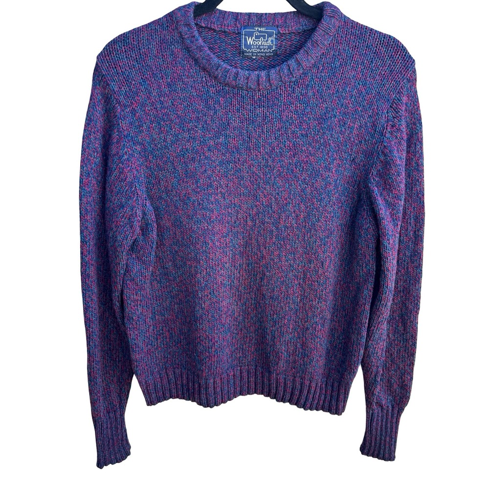 Woolrich Vintage Preppy Fisherman Marled Chunky Knit Crewneck Sweater Purple M